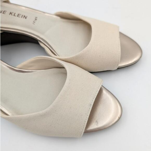 Anne Klein Tatiana Wedge Heel Sandal Women's Natural Fabric Size US9.5M EU40 - Picture 7 of 10